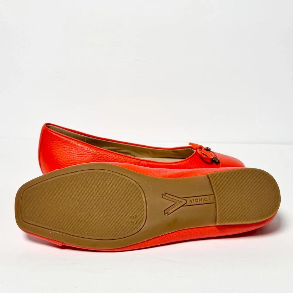 Vionic Women’s Klara Ballet Flats Cherry Tomato Red Leather Sz 10 - Picture 8 of 10